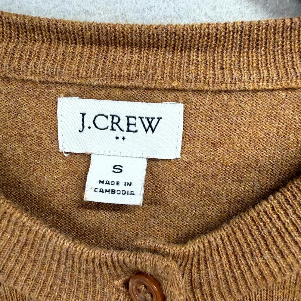 J.Crew Cardigan Sweater Womens Small Brown Tight Knit Cotton Button Front Casual - Picture 8 of 10